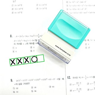 티처스 5칸 도장 3칸 네모 칸 스탬프 빈칸 오답 체크 수학 학습, 녹색, (7mm) 5칸 소형-에메랄드