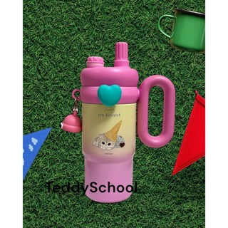 泰迪學園 貓福珊迪mofusand 304冰壩杯 保溫杯 吸管杯 隨行杯 飲料杯-粉色, 1個, 粉色