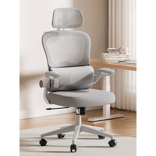 聯豐人體工學椅護腰電腦椅，家用久坐舒適電競椅宿舍椅可躺辦公座椅, 灰框黑網【無枕款】+6D護腰+三級氣杆