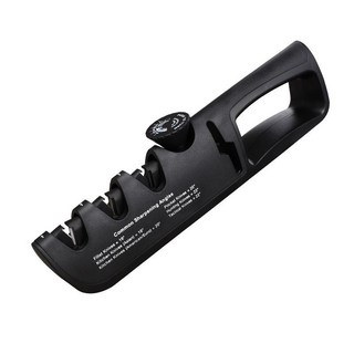 臺灣企業 新品磨刀器 四合一多功能家用廚房磨刀工具 多角度調節 剪刀研磨, 全黑色, 1個