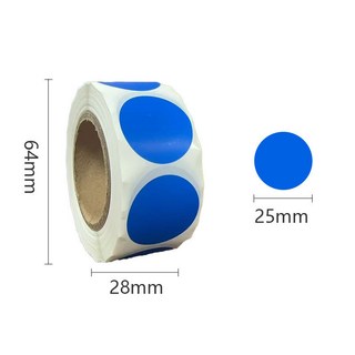 藍天 嗨購 25mm 圓形標籤卷裝彩色圓點自粘分類標記銅版紙不乾膠封口貼, 1個, 藍色,25mm（500貼/卷）