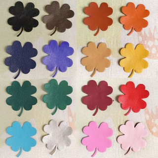 自粘皮革四葉草修補貼：免剪裁沙發座椅修復貼，帶背膠皮革貼, 米白,2個