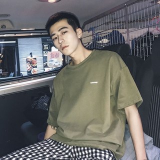 港風百搭字母短袖T恤男韓版寬鬆情侶上衣短t五分袖原宿潮流學生裝, 紅色,50-165cm/35.0-45.0公斤