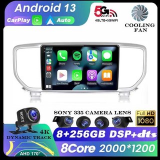 카플레이 네비게이션 기아 스포티지용 자동 QLED 안드로이드 13 4 QL 2018 2019 2020 자동차 라디오 멀티미디어 비디오 플레이어 내비게이션 스테레오 와이파이 4G B, 9) 6G128G CAM DVR
