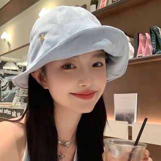 韓版ins2025新款牛仔子女漁夫帽復古百搭顯遮陽防曬盆帽夏季
