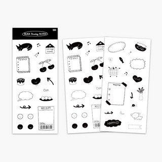 푸꾸푸꾸 블랙 드로잉 달력 다이어리 다꾸 스티커 2종, 1개, 블랙드로잉 스티커 2종