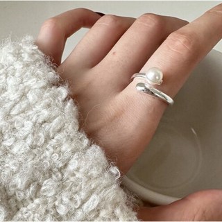 [925 silver]델리아 볼드 크로스 진주 링 실반지 가드링 직장인 학생 코디 빈티지 긱시크 포인트 은 레이어드 우정 반지