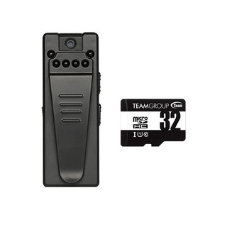 迷你高清錄影筆，紅外線夜視，背夾設計，90度旋轉鏡頭，多種解析度選擇, 黑色, 主品加購32G