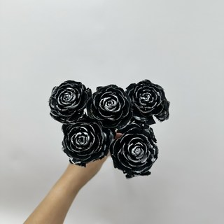 “Be a florist 花藝夢”高品質 木玫瑰(整把出售-含梗) 手工花 永生花 不凋花 乾燥, 黑銀