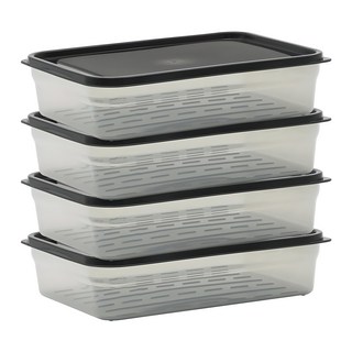 생활엔 말랑핏 차곡차곡 식재료 보관용기 블랙, 4개, 1.3L