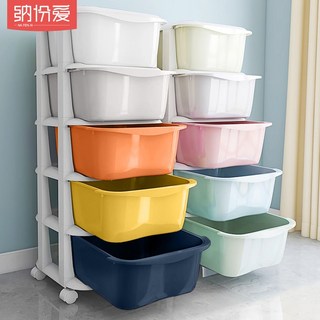 加厚塑料抽屜式收納櫃 落地五斗櫃兒童玩具收納箱多層置物架, 35面寬摩登色,3層