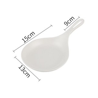 桃園出貨 韓版大勺子 白色網紅餐具韓系手持碟 網紅勺 手柄盤 單柄盤 網紅手拿碟 柄盤子有柄手拿接菜盤子, boki吃播同款小號13cm白色, 1個