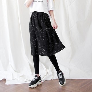 빅사이즈 밴딩 플레어 쉬폰 땡땡 도트치마레깅스_8041