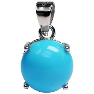 AND 綠松石藍色圓形8mm墜子，經典天然寶石珠寶銀飾，時尚簡約設計，提升個人魅力, 綠松石