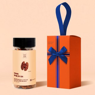 결혼식 답례품 호두정과 140g 호두강정 선물 세트 조문 돌잔치 개업, 오렌지 리본(완성포장), C thank you, 하루체력 호두정과 140g