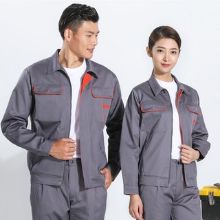 工作服套裝 男女耐磨長袖汽修車間工地褲子工裝勞保服定製 工作外套 機能外套 勞保外套 男生外套 工作套裝, 深灰色上衣,165/84A M, 1個