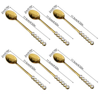 6피스 스푼 세트 커피 디저트 과일 축제용 테이블, 02 6 rhinestone, 1개