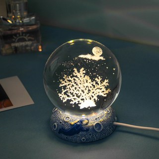 발광 크리스털 볼 소품 오션 컬렉션 테이블 장식 무드등 힐링 생일 선물, 6cm 볼 글램 코랄 스타 해저자리 (선물봉투 증정)