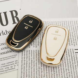 바이어블 쉐보레 차량용 TPU 스마트키 폴딩키 키케이스 키홀더 / 크루즈 라세티 아베오 트렉스 말리부 알페온, (VA-TA51), 화이트골드