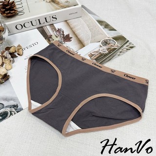 【HanVo】無尾熊包邊運動風純棉內褲 獨立包裝 吸濕透氣舒適中腰三角褲 女生內褲, 石墨灰