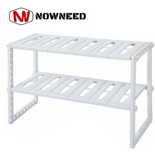 [나우니드] 길이 높이조절 2단선반 주방씽크대 하부장 욕실 공부방 정리 선반, 1개