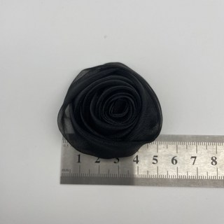 配件 韓國歐根紗立體玫瑰花朵 假花 手工diy頭飾髮飾髮夾材料胸花配飾, 黑色一朵, 1個