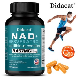 NAD + 레스베라트롤 보충제 - 에너지 상승 세포 및 피부 건강 증진 신경 보호 및 수면 개선, 1개, 60회분