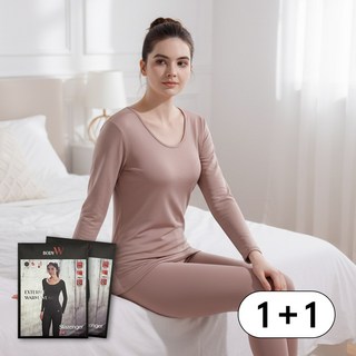 슬레진저 여자 내복 융기모내의 여성 히트텍 발열 내의 2종 세트