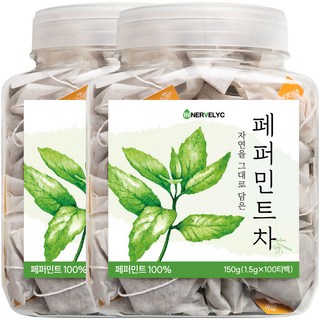 이너블릭 1500만 티백 판매 페퍼민트 티백 페퍼민트 차, 2개, 100개입, 1g