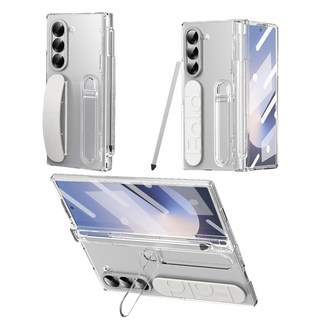 Elvo 갤럭시 Z폴드 7 6 5 호환 힌지보호 케이스 거치대 S펜 핸드 스트랩 풀커버 케이스 일체형 액정보호필름