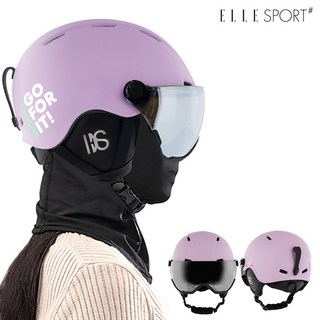 엘르 머스트 바이저 헬멧 MUST 아시안핏 고글일체형 초경량 아동 주니어 성인 대두용 스키 스노우보드, 바이올렛, 1개