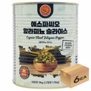 1박스) 에스파씨오 할라피뇨 젬릭 슬라이스 3kg x 6개입, 1개, 18kg