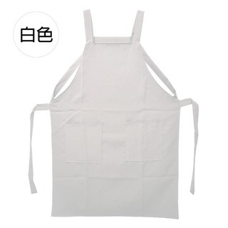 台灣製(一般尺碼款)雙層2口袋肩掛素色圍裙 素色圍裙 廚房 清潔 打掃 圍裙 廚師圍裙 咖啡師圍裙 工作服 團體服, 白色, 1個
