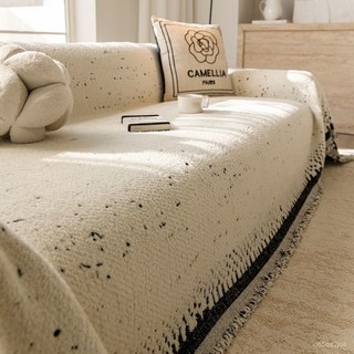 防貓抓沙發巾 沙發毯 升級防滑沙發套蓋布 沙發套防貓抓 加厚可機洗 防抓沙發蓋布 不粘毛 半邊絨沙發巾 全蓋沙發布, 點漫-米白色【防塵防滑】,182*130cm【無扶手單人位】, 1個