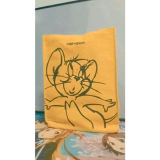 湯姆貓傑利鼠帆布便當袋手提袋，可愛卡通便當包，台灣現貨供應，尺寸28.5X21X10, 黃色, 1個