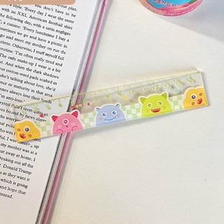 精品上新 學生辦公室學習文具繪圖學校用品/公制尺子切割尺子測量工具/塑料透明直尺/簡約風格塑料尺子/ 上新, E: 怪物, 1個