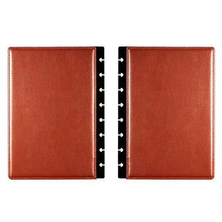 A5 버섯 구멍 8 홀 Pu 가죽 메모장 쉘 노트북 루스 리프 보호 핸드 계정 케이스, 01 A5, 03 brown