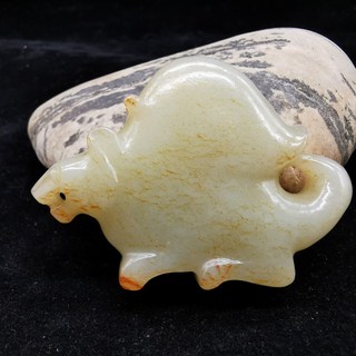 漢雅古美術 和闐玉龍龜 和闐白玉玉石掛件 古玩收藏品 龍龜擺件, 白色, 1個