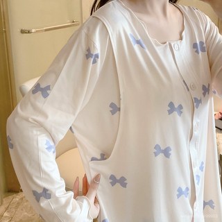 孕婦睡衣套裝 月子服 寬鬆大碼 孕產婦 哺乳衣 春秋 產後餵奶 家居服