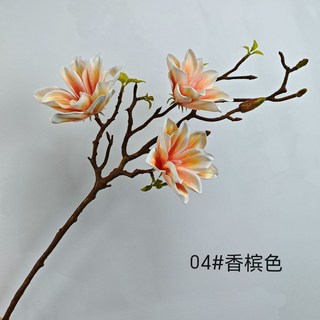 新中式福星玉蘭仿真花 餐廳臥室客廳酒店高檔攝影道具用花EVA仿真花永生花人造花乾燥花永不凋零拍照道具假花裝飾居家裝飾, 4#香檳色