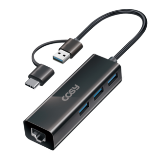 C타입 USB 듀얼타입 멀티허브 아답터 USB3.0 3포트 기가랜 인터넷 스마트폰 태블릿 패드 맥북 노트북 PC 연결, 1개