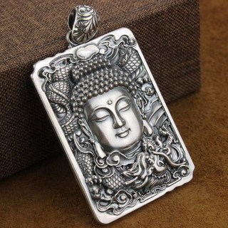 信德良行 大日如來佛祖釋迦牟尼佛 No.99 990純銀足銀佛牌項鍊 招財開運保平安皇家典藏, 1個