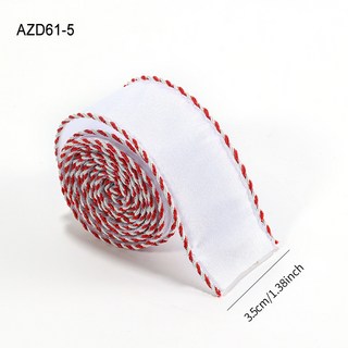 桃園發貨 2025耶誕節新款耶誕織帶，韓國緞帶耶誕樹花環裝飾，蝴蝶結禮物盒編織綁帶, 3.5CM白色紅邊織帶/2米, 1個