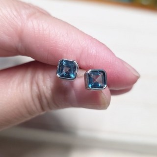 晶寶水晶 托帕石耳環 方糖切割 925銀針