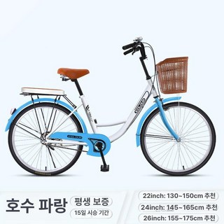 일본식 자전거 여성용 감성자전거 전시용 24인치, 단일 속도, 레이크블루디럭스에디션, 1개