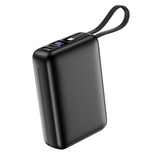 YEXXI 고속충전 보조배터리 대용량 26800mAh PD3.0 22.5W QC3.0 듀얼 케이블 포함, 블랙, N20