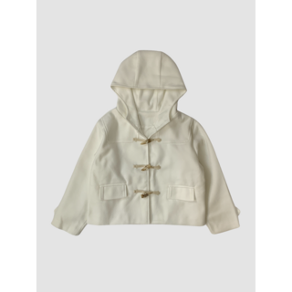 마도나 떡볶이단추 후드 더플 세미크롭 울 코트