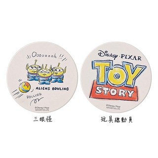 sun art 玩具總動員三眼怪硅藻土吸水杯墊 日本代購 可愛卡通圓形杯墊, 1個, 玩具總動員