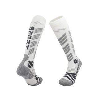 羊毛滑雪襪 - 長效保暖 舒適透氣 防滑減震, 白灰(8215), 1套