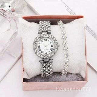 FANSYLI 여성 패션시계 디럭스 큐빅시계 생일선물 기념일선물 시계+팔찌 X7J08